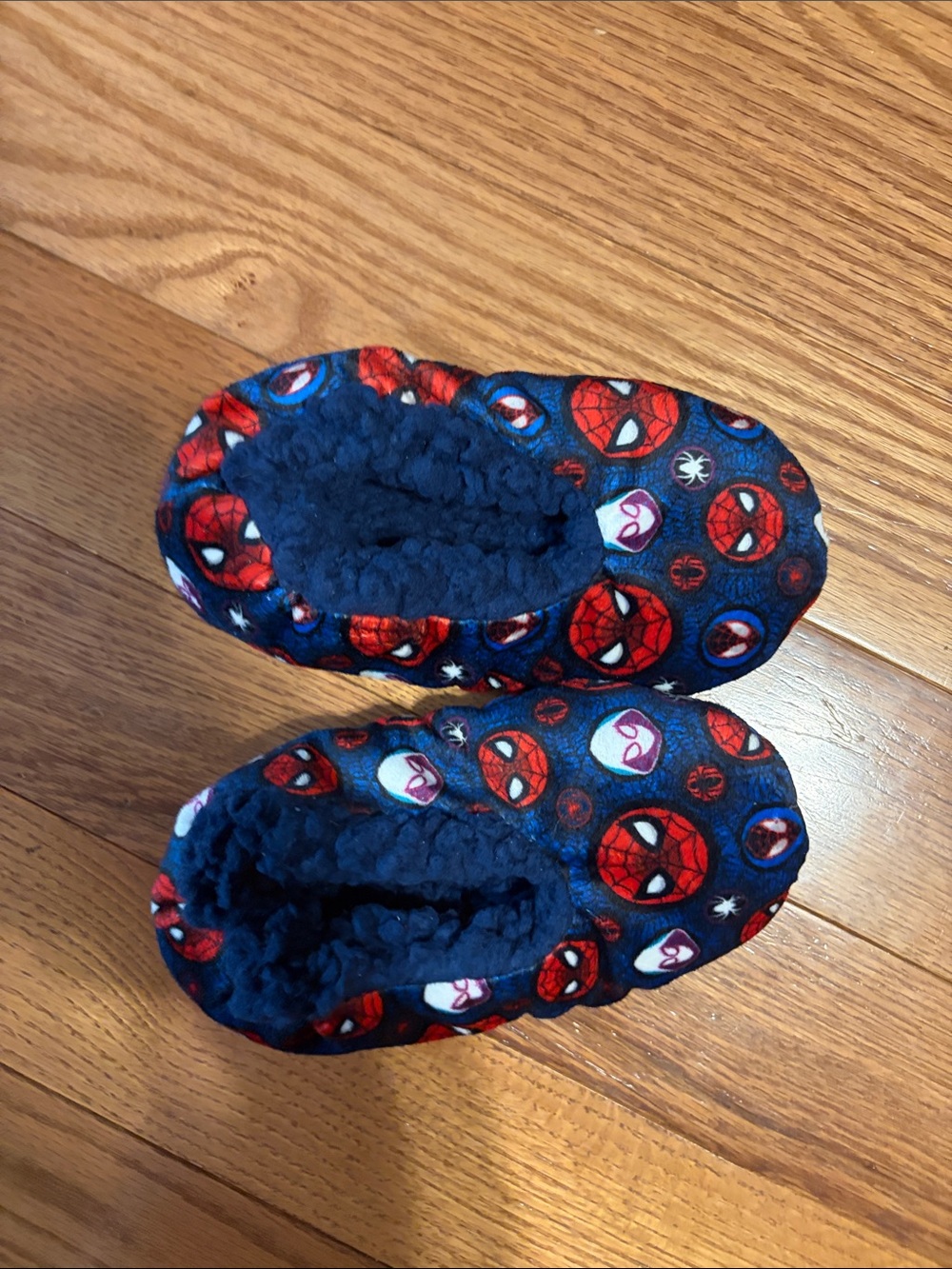 Kids Navy Blue Spider-Print Slippers